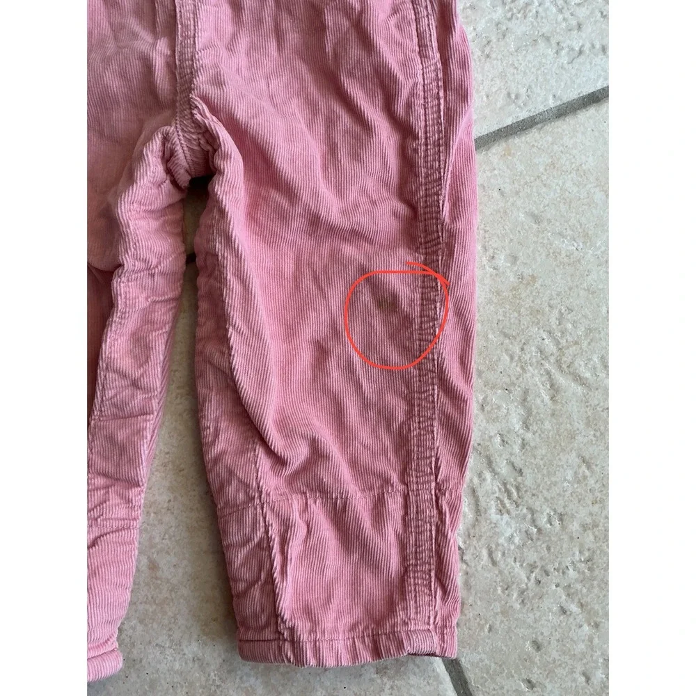 OshKosh B'gosh Corduroy Overalls Kids 18M Pink Good Vestbak Bib Pants Vintage